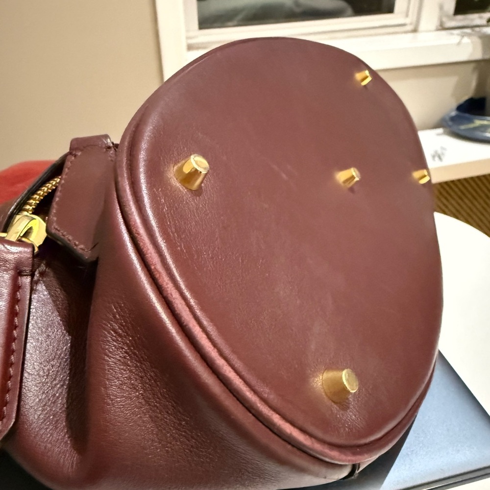 Burberry Red Leather Shoulder Bag with Signature Check Sides - Picture 7 of 9